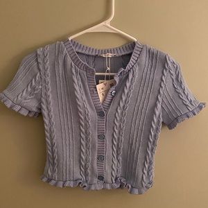 Zara cropped blue sweater